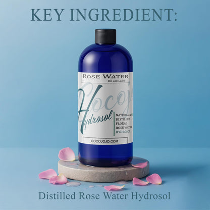 COCOJOJO Rose Hydrosol Water Spray Toner - 32 oz Natural Rosewater Face Mist for Hydration, All Skin Types, Bulk Refill Avelisse