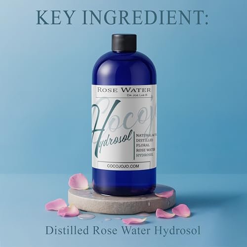 COCOJOJO Rose Hydrosol Water Spray Toner - 32 oz Natural Rosewater Face Mist for Hydration, All Skin Types, Bulk Refill Avelisse