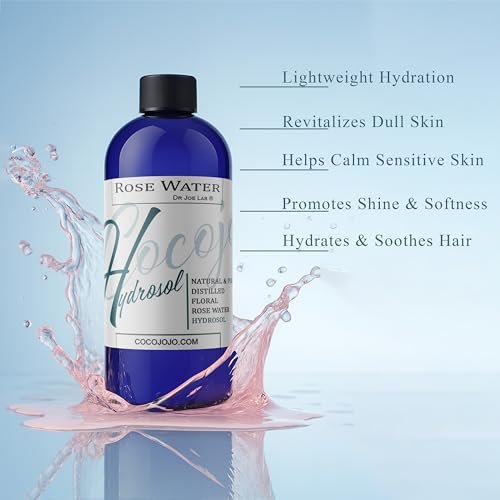 COCOJOJO Rose Hydrosol Water Spray Toner - 32 oz Natural Rosewater Face Mist for Hydration, All Skin Types, Bulk Refill Avelisse