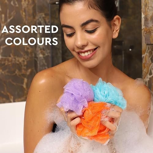 8-Pack Mesh Loofah Sponges for Kids - Colorful Reusable Shower Sponges by BIMIGET - görsel 4