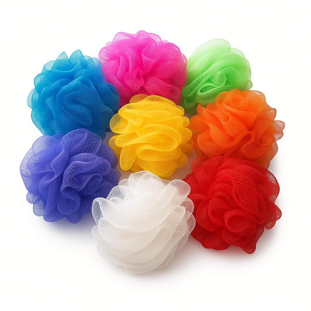 8-Pack Mesh Loofah Sponges for Kids - Colorful Reusable Shower Sponges by BIMIGET - görsel 1