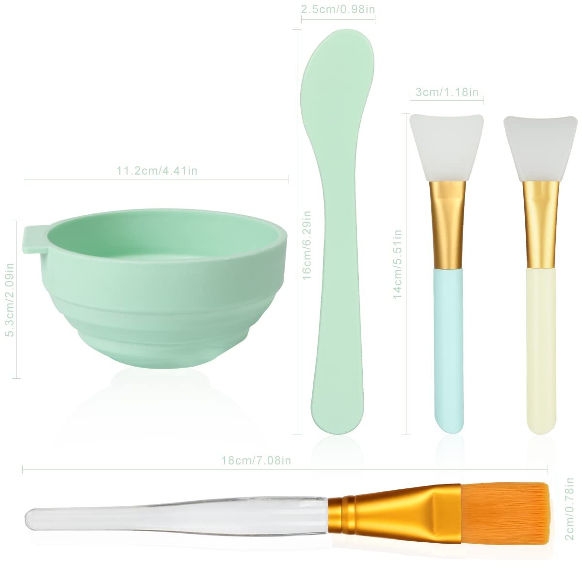 Plazuria 5-in-1 DIY Face Mask Mixing Bowl Set – Silicone Facial Mask Tool Kit with Bowl, Stick, Spatula, Brush & Soft Face Brush - görsel 3