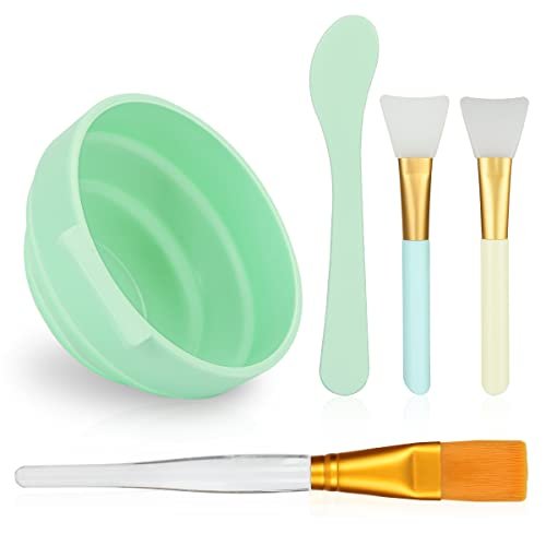 Plazuria 5-in-1 DIY Face Mask Mixing Bowl Set – Silicone Facial Mask Tool Kit with Bowl, Stick, Spatula, Brush & Soft Face Brush - görsel 2