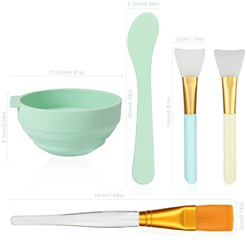 Plazuria 5-in-1 DIY Face Mask Mixing Bowl Set – Silicone Facial Mask Tool Kit with Bowl, Stick, Spatula, Brush & Soft Face Brush - görsel 4
