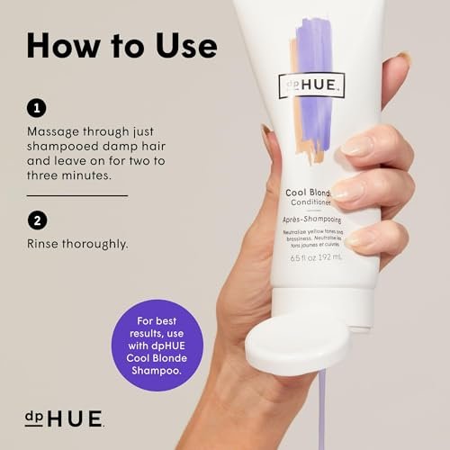 dpHUE Cool Blonde Conditioner - Purple Pigments Neutralize Brass, 6.5 oz - Color Safe, Sulfate Free, Leaping Bunny Certified - görsel 8