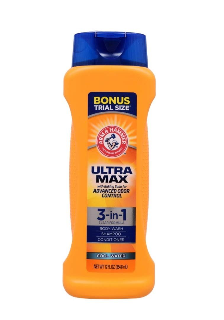Arm & Hammer Ultra Max 3-in-1 Shampoo, Conditioner & Body Wash, Cool Water, 12 oz Avelisse