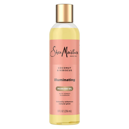 Shea Moisture Coconut & Hibiscus Massage Oil and Body Oil for Dry Skin, 8 oz