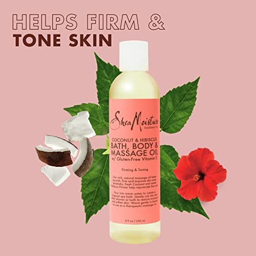Shea Moisture Coconut & Hibiscus Massage Oil and Body Oil for Dry Skin, 8 oz - görsel 4