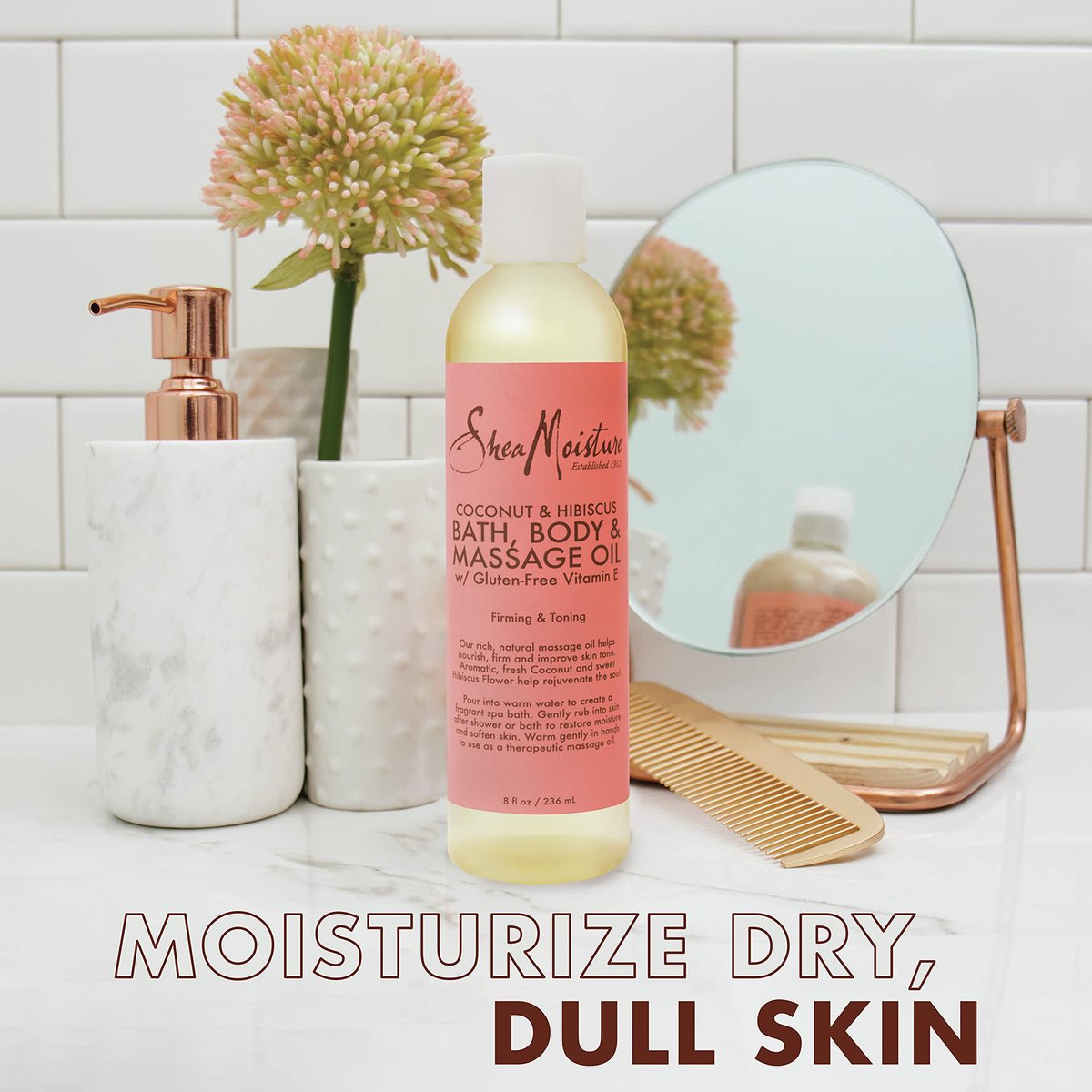 Shea Moisture Coconut & Hibiscus Massage Oil and Body Oil for Dry Skin, 8 oz - görsel 9