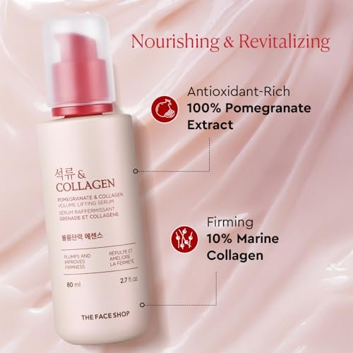 The Face Shop Pomegranate & Collagen Volume Lifting Serum – Firming & Hydrating Face Serum for Supple, Youthful Skin Avelisse