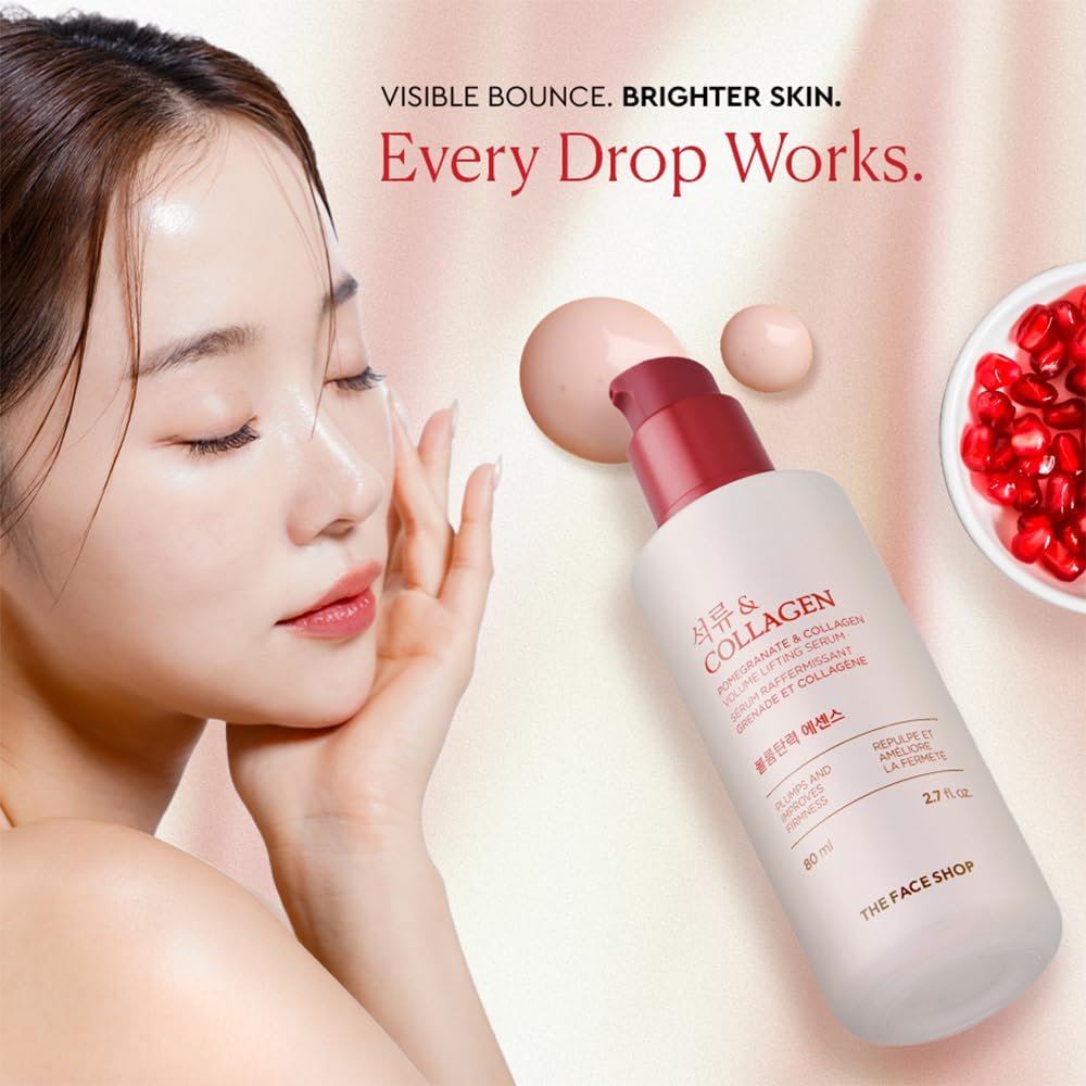 The Face Shop Pomegranate & Collagen Volume Lifting Serum – Firming & Hydrating Face Serum for Supple, Youthful Skin Avelisse