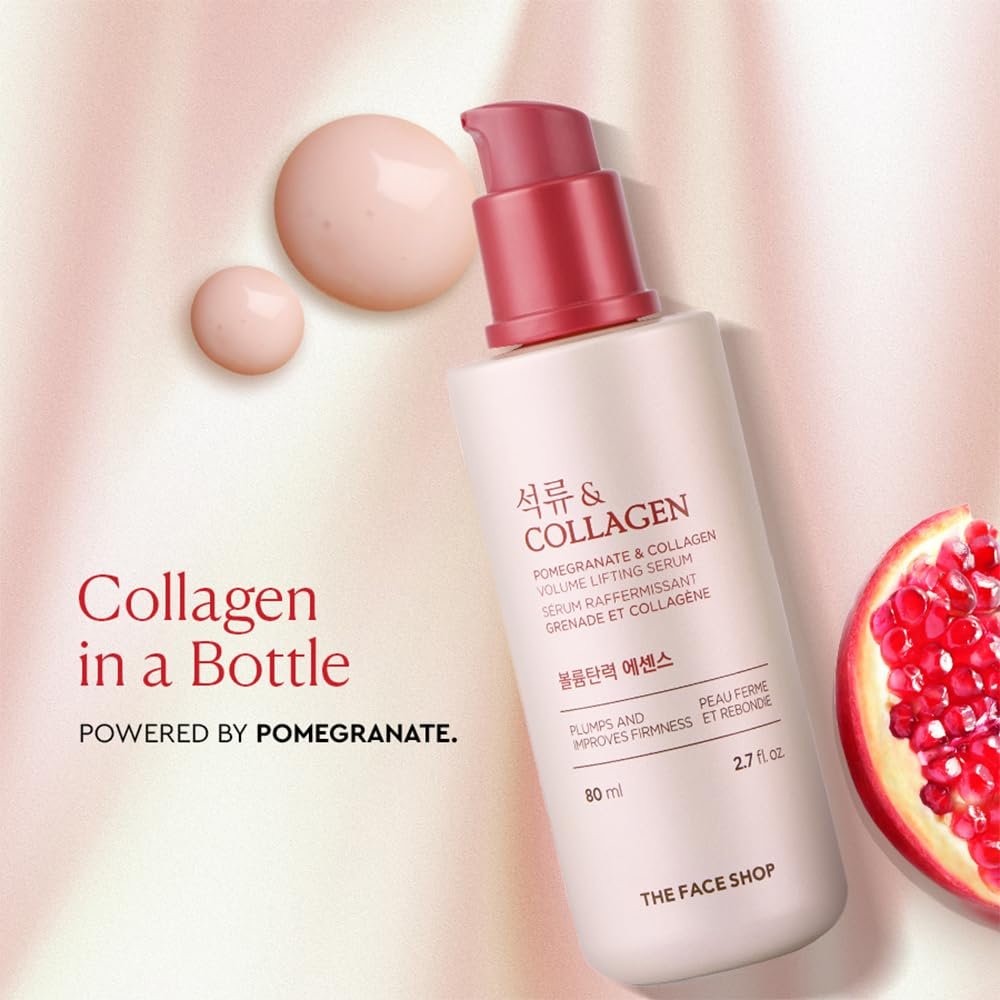 The Face Shop Pomegranate & Collagen Volume Lifting Serum – Firming & Hydrating Face Serum for Supple, Youthful Skin Avelisse