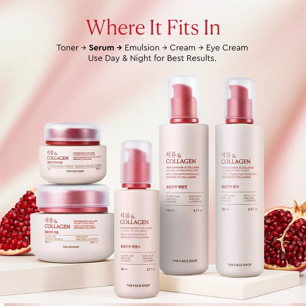 The Face Shop Pomegranate & Collagen Volume Lifting Serum – Firming & Hydrating Face Serum for Supple, Youthful Skin Avelisse