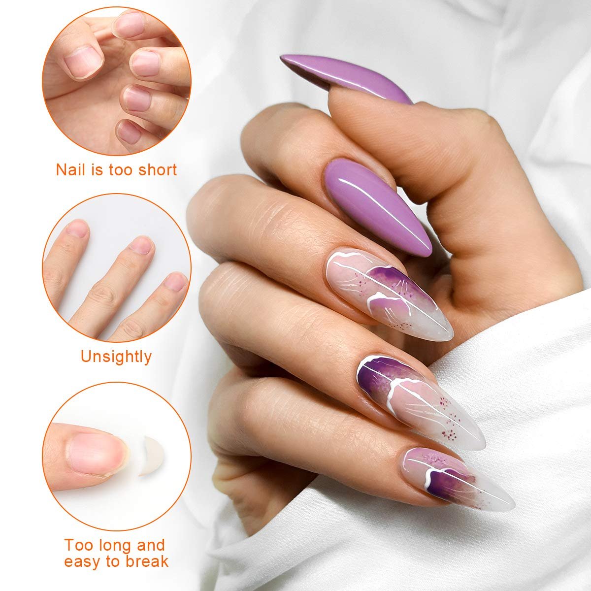 AHIER 200 PCS Self-Adhesive Nail Forms for Builder Gel - Gold Acrylic Nail Extension Forms for DIY Professional Nail Art - görsel 7