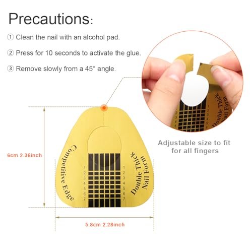 AHIER 200 PCS Self-Adhesive Nail Forms for Builder Gel - Gold Acrylic Nail Extension Forms for DIY Professional Nail Art - görsel 14