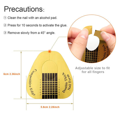 AHIER 200 PCS Self-Adhesive Nail Forms for Builder Gel - Gold Acrylic Nail Extension Forms for DIY Professional Nail Art