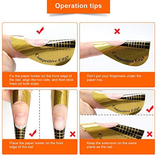 AHIER 200 PCS Self-Adhesive Nail Forms for Builder Gel - Gold Acrylic Nail Extension Forms for DIY Professional Nail Art - görsel 10