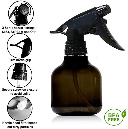 Nechtik Black Plastic Spray Bottles - 8 Oz, Pack of 3, Leak Proof, BPA Free, Adjustable Trigger Nozzle - görsel 4