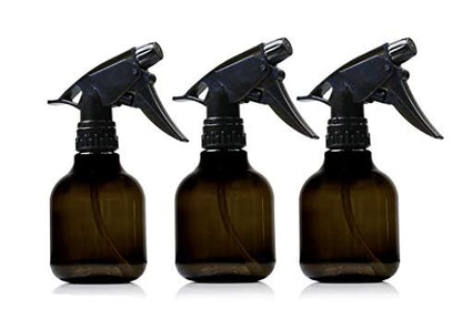 Nechtik Black Plastic Spray Bottles - 8 Oz, Pack of 3, Leak Proof, BPA Free, Adjustable Trigger Nozzle