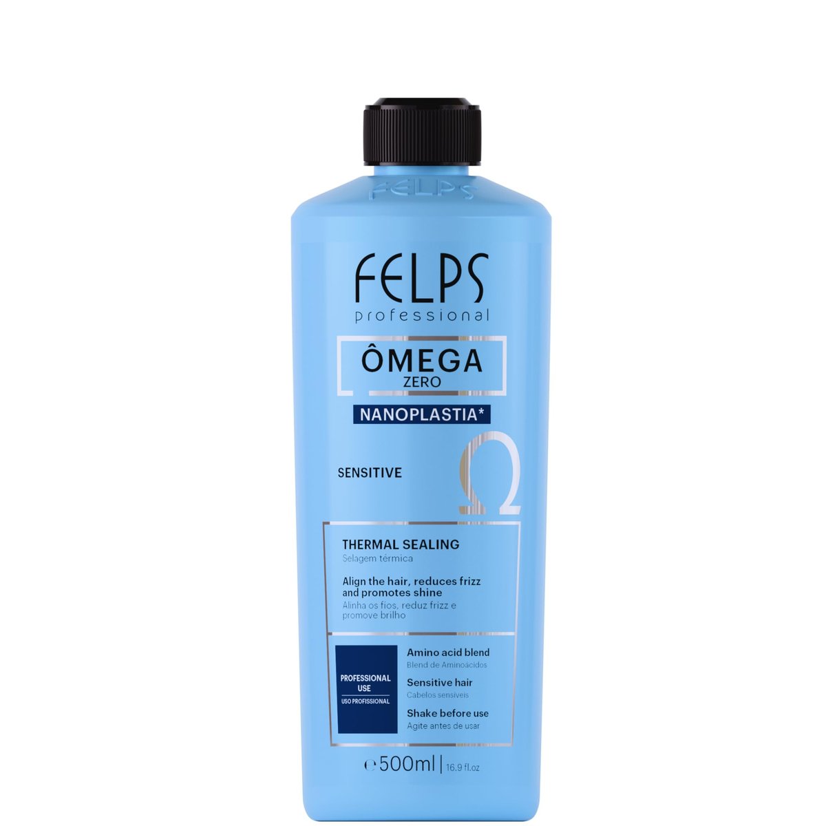 Felps Professional Omega Sensitive Thermal Sealing Unique Nanoplasty Brazilian Keratin Blowout Straightening & Smoothing Hair Treatment, Formaldehyde Free, 500ml/16.90 oz Avelisse