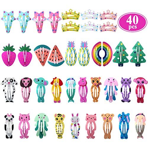 Funtopia 80 Pcs Girls Hair Clips Barrettes - Animal Fruit Printed Metal Snap Hair Clips for Kids, Teens, Pets - görsel 12