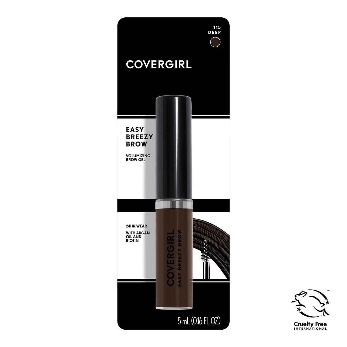 COVERGIRL Easy Breezy Brow Volumizing Gel - 24-Hour Hold, Argan Oil & Biotin, Deep 115, 0.16 Fl Oz Avelisse