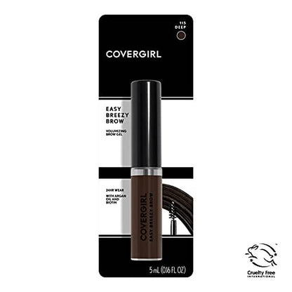 COVERGIRL Easy Breezy Brow Volumizing Gel - 24-Hour Hold, Argan Oil & Biotin, Deep 115, 0.16 Fl Oz Avelisse