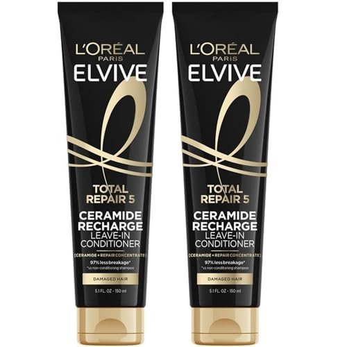 L'Oreal Paris Elvive Total Repair 5 Protein Recharge Leave In Conditioner & Heat Protectant, 2 Pack (5.1 oz Each) - görsel 1