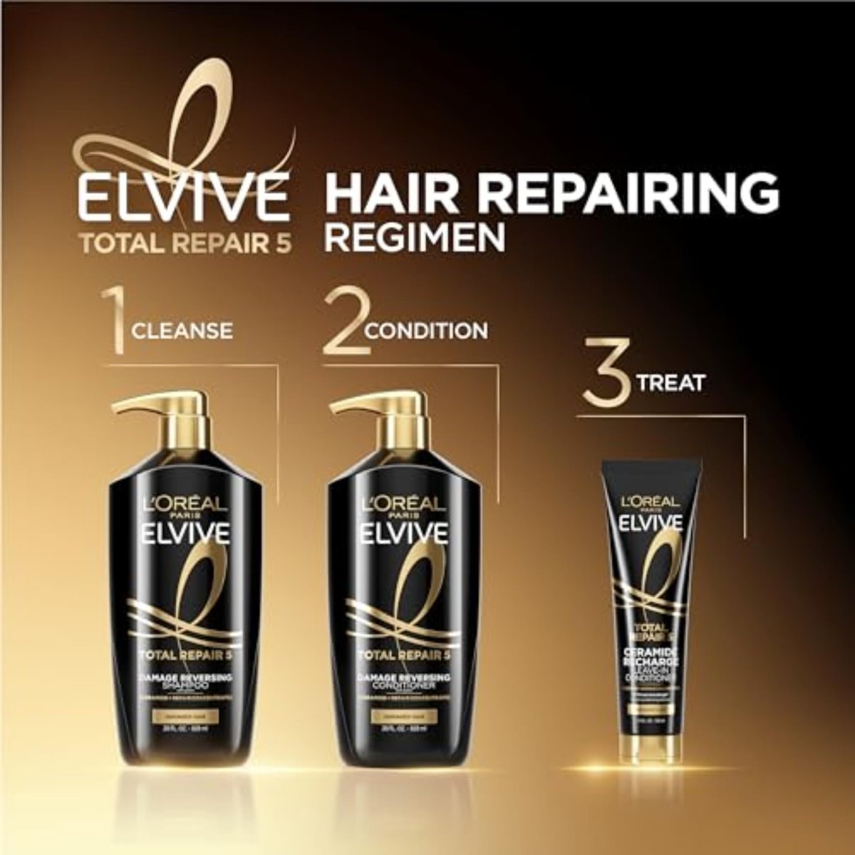 L'Oreal Paris Elvive Total Repair 5 Protein Recharge Leave In Conditioner & Heat Protectant, 2 Pack (5.1 oz Each) - görsel 12