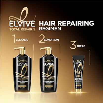 L'Oreal Paris Elvive Total Repair 5 Protein Recharge Leave In Conditioner & Heat Protectant, 2 Pack (5.1 oz Each)