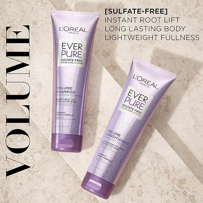 L'Oreal Paris EverPure Volume Sulfate Free Shampoo for Color-Treated Hair, 8.5 Fl Oz (Pack of 2) Avelisse