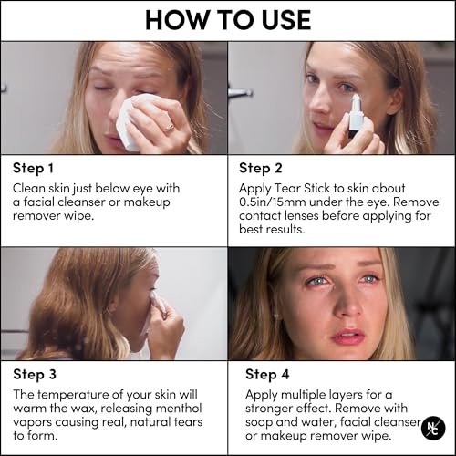 Narrative Cosmetics Tear Stick - Professional Menthol Wax Cry Stick for Natural Tears on Cue | SFX Makeup for Film, Theatre, TV, Cosplay & Halloween - görsel 4