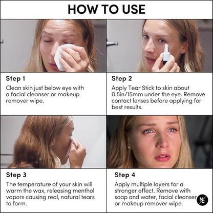 Narrative Cosmetics Tear Stick - Professional Menthol Wax Cry Stick for Natural Tears on Cue | SFX Makeup for Film, Theatre, TV, Cosplay & Halloween