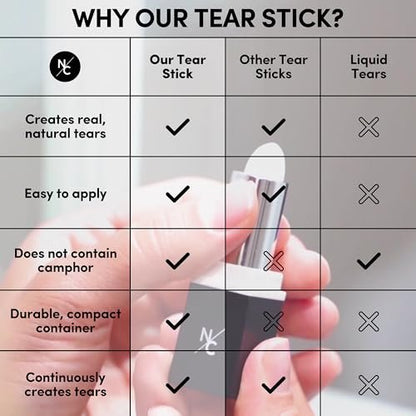 Narrative Cosmetics Tear Stick - Professional Menthol Wax Cry Stick for Natural Tears on Cue | SFX Makeup for Film, Theatre, TV, Cosplay & Halloween