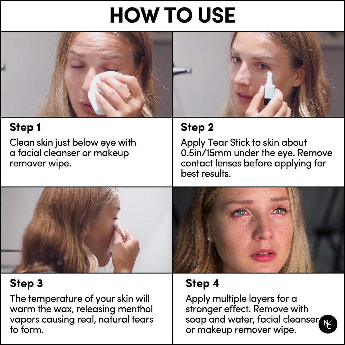 Narrative Cosmetics Tear Stick - Professional Menthol Wax Cry Stick for Natural Tears on Cue | SFX Makeup for Film, Theatre, TV, Cosplay & Halloween - görsel 3