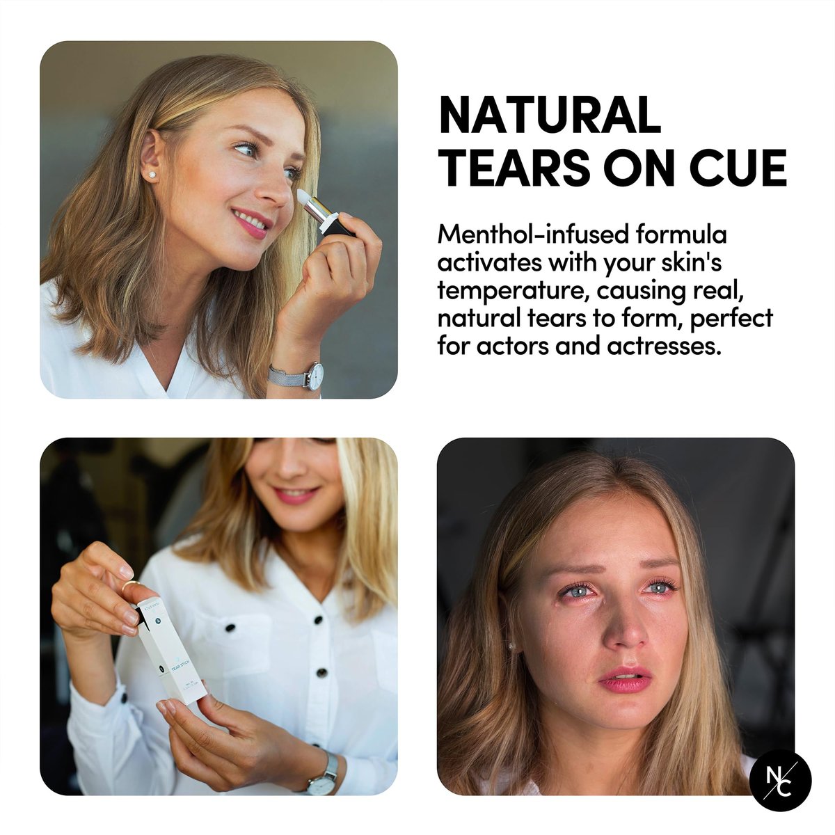 Narrative Cosmetics Tear Stick - Professional Menthol Wax Cry Stick for Natural Tears on Cue | SFX Makeup for Film, Theatre, TV, Cosplay & Halloween - görsel 11