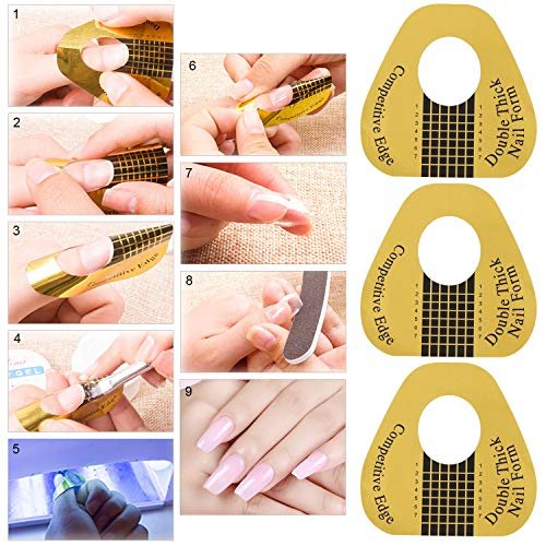 300 Pieces Acrylic Nail Form Stickers - Golden Horseshoe-Shaped Nail Sculpting Forms for Builder Gel and Acrylic Nails - görsel 10