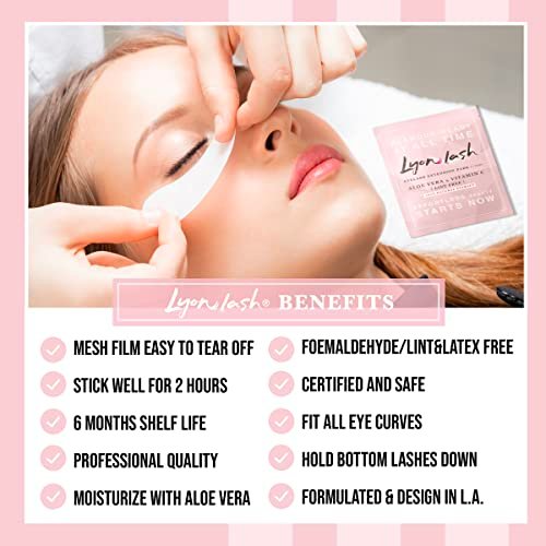 100 Pairs Under Eye Gel Pads for Eyelash Extensions – Lint-Free Hydrogel Eye Patches with Aloe Vera by Lyon Lash Avelisse