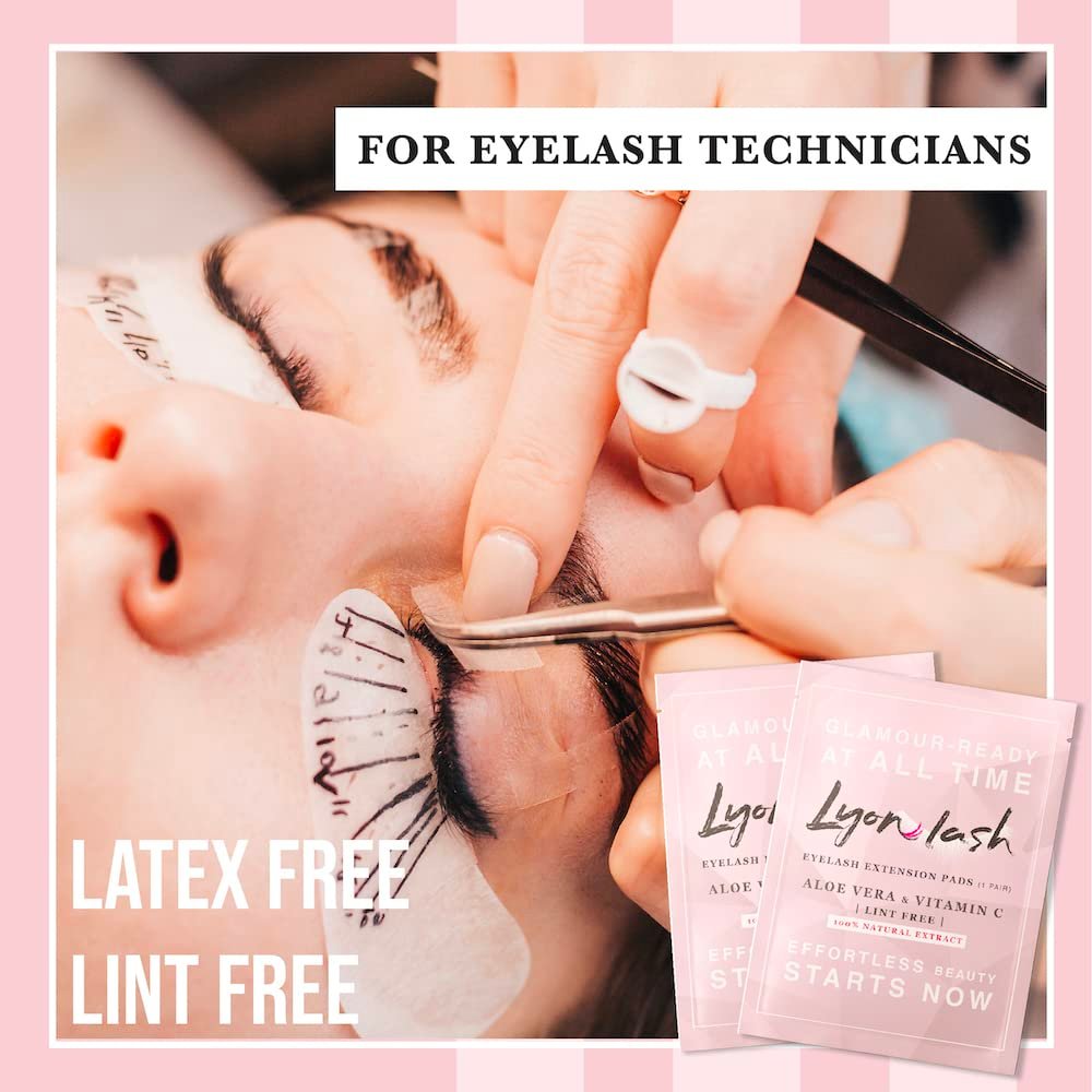 100 Pairs Under Eye Gel Pads for Eyelash Extensions – Lint-Free Hydrogel Eye Patches with Aloe Vera by Lyon Lash Avelisse