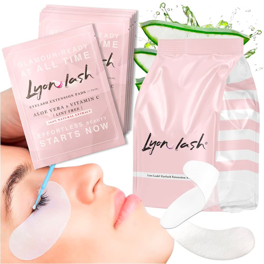 100 Pairs Under Eye Gel Pads for Eyelash Extensions – Lint-Free Hydrogel Eye Patches with Aloe Vera by Lyon Lash Avelisse