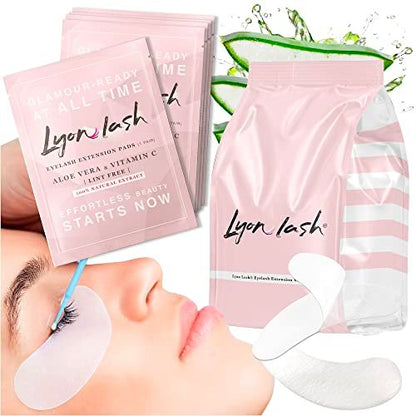 100 Pairs Under Eye Gel Pads for Eyelash Extensions – Lint-Free Hydrogel Eye Patches with Aloe Vera by Lyon Lash Avelisse