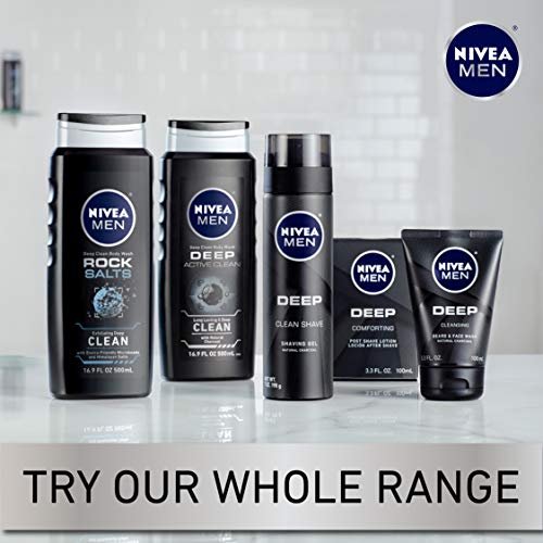 NIVEA MEN DEEP Cleansing Beard and Face Wash with Natural Charcoal, 3-Pack (3.3 Fl Oz Each) Avelisse