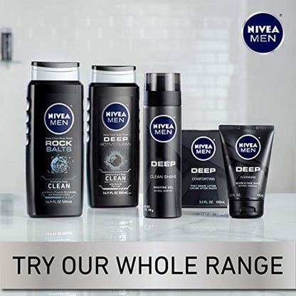 NIVEA MEN DEEP Cleansing Beard and Face Wash with Natural Charcoal, 3-Pack (3.3 Fl Oz Each) Avelisse
