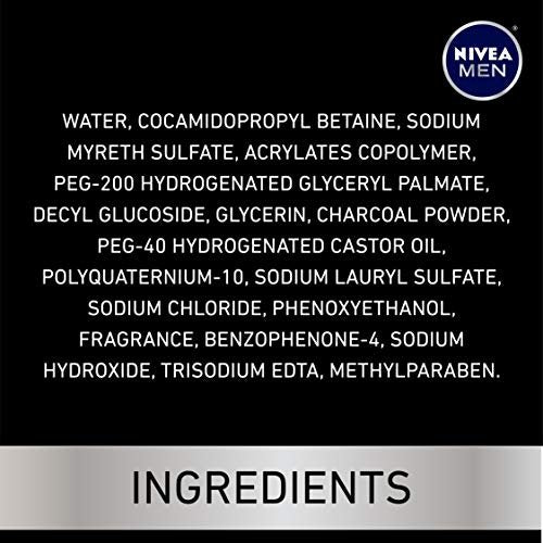 NIVEA MEN DEEP Cleansing Beard and Face Wash with Natural Charcoal, 3-Pack (3.3 Fl Oz Each) Avelisse
