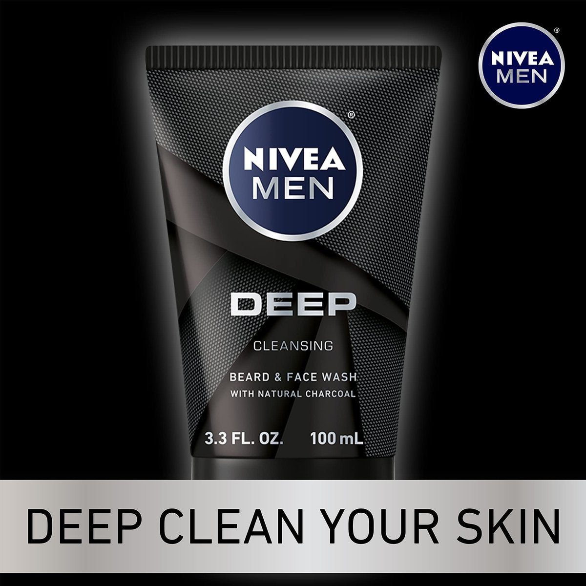 NIVEA MEN DEEP Cleansing Beard and Face Wash with Natural Charcoal, 3-Pack (3.3 Fl Oz Each) Avelisse
