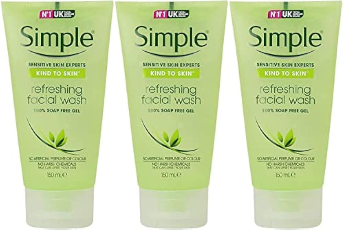 Simple Kind to Skin Refreshing Facial Gel Wash, 5.07 oz (150 ml) - Pack of 3 Avelisse