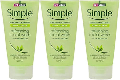 Simple Kind to Skin Refreshing Facial Gel Wash, 5.07 oz (150 ml) - Pack of 3 Avelisse