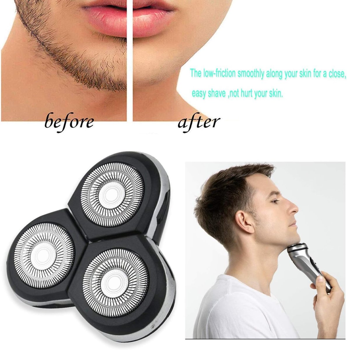 Poweka RQ12 Replacement Shaver Head Compatible with Philips Norelco RQ11, RQ10 Sensotouch 3D 1260X RQ1250 RQ1295 RQ1180 Arcitec Razor Shaving Unit Triple 3D Avelisse