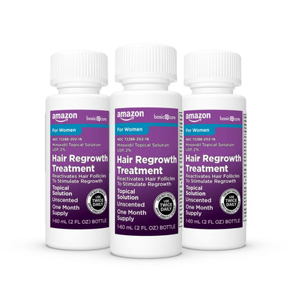 Minoxidil Topical Solution 2% for Women - Hair Regrowth Treatment, 6 fl. oz. (3-Pack) Avelisse