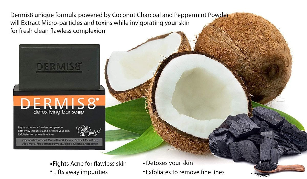 Dermis8° Detoxifying Soap Bar with Coconut Charcoal & Peppermint – 200g Deep Cleansing Facial & Body Soap - görsel 7